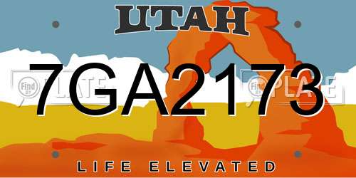 7GA2173 Utah License Plate