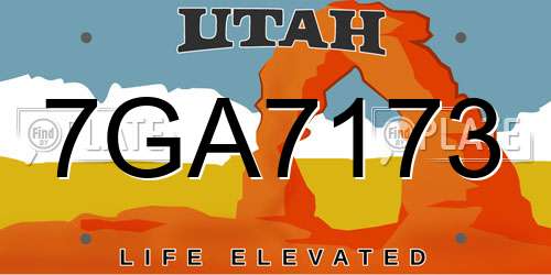 7GA7173 Utah License Plate