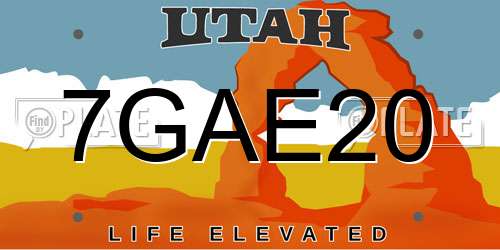 7GAE20 Utah License Plate