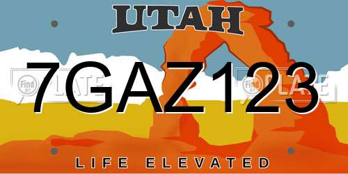 7GAZ123 Utah License Plate