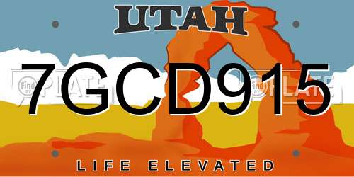 7GCD915 Utah License Plate