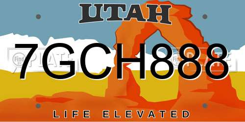 7GCH888 Utah License Plate