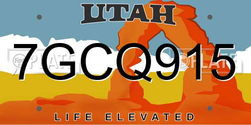 7GCQ915 Utah License Plate