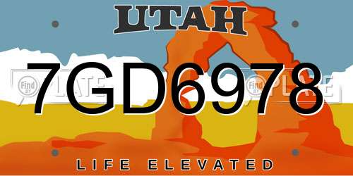 7GD6978 Utah License Plate