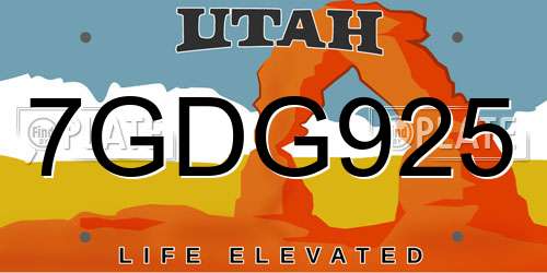 7GDG925 Utah License Plate