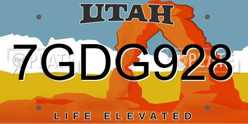 7GDG928 Utah License Plate