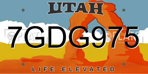 7GDG975 Utah License Plate