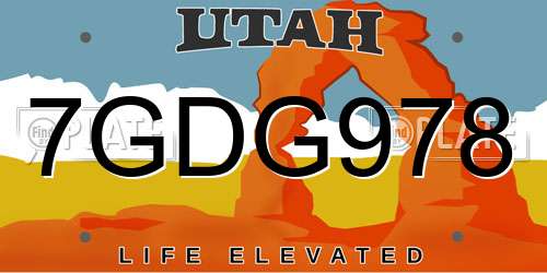 7GDG978 Utah License Plate