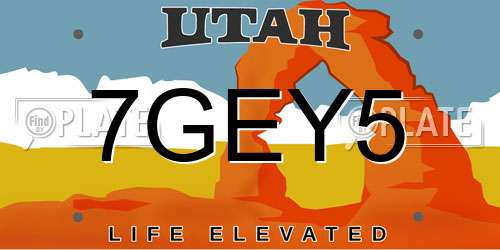 7GEY5 Utah License Plate