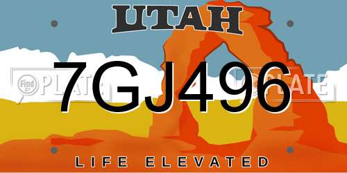 7GJ496 Utah License Plate