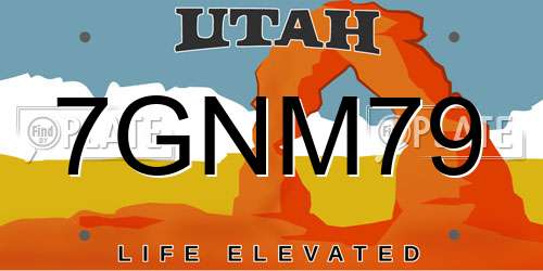 7GNM79 Utah License Plate