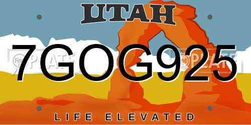 7GOG925 Utah License Plate