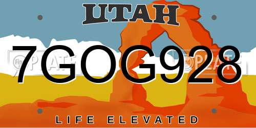 7GOG928 Utah License Plate