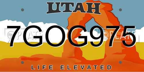 7GOG975 Utah License Plate