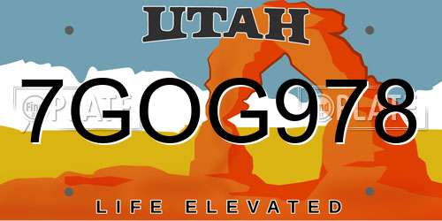7GOG978 Utah License Plate