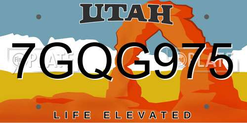 7GQG975 Utah License Plate