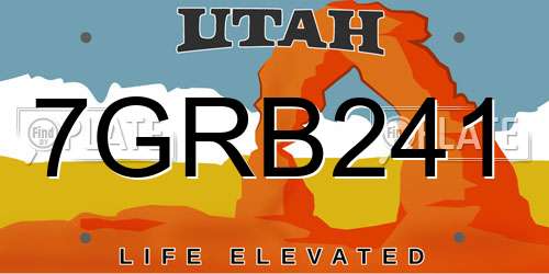 7GRB241 Utah License Plate