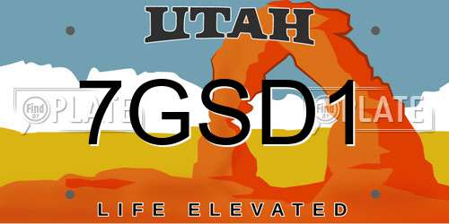 7GSD1 Utah License Plate