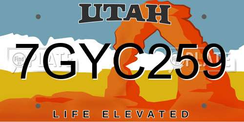 7GYC259 Utah License Plate