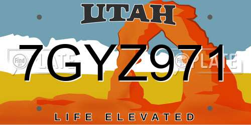7GYZ971 Utah License Plate