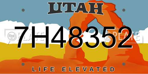 7H48352 Utah License Plate