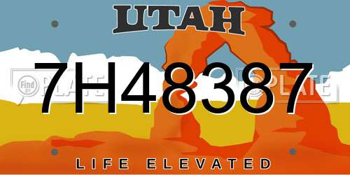 7H48387 Utah License Plate