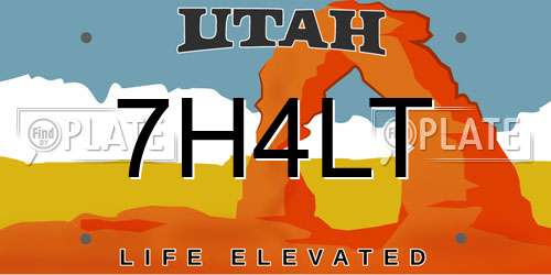 7H4LT Utah License Plate