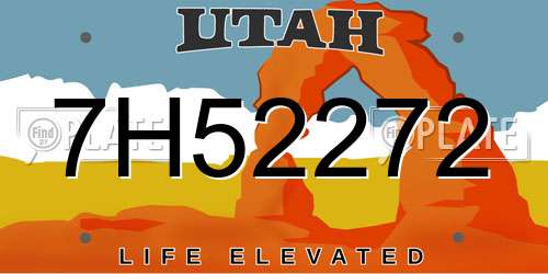 7H52272 Utah License Plate