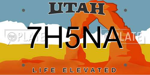 7H5NA Utah License Plate
