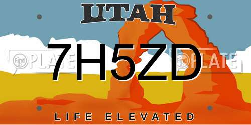 7H5ZD Utah License Plate