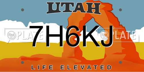 7H6KJ Utah License Plate