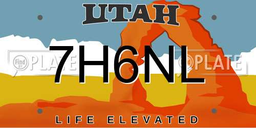 7H6NL Utah License Plate
