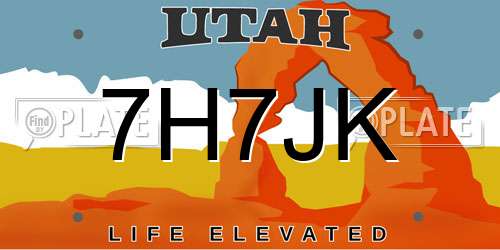 7H7JK Utah License Plate