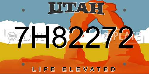 7H82272 Utah License Plate