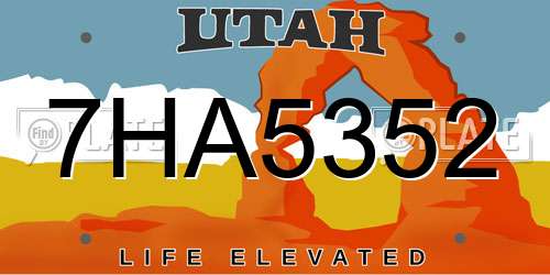 7HA5352 Utah License Plate