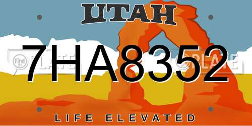 7HA8352 Utah License Plate