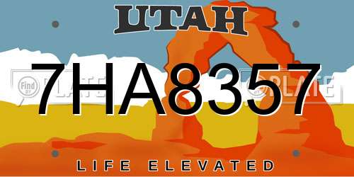 7HA8357 Utah License Plate