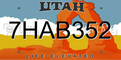 7HAB352 Utah License Plate