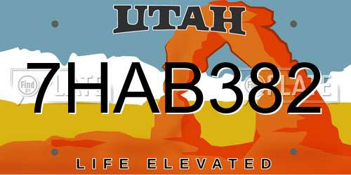 7HAB382 Utah License Plate