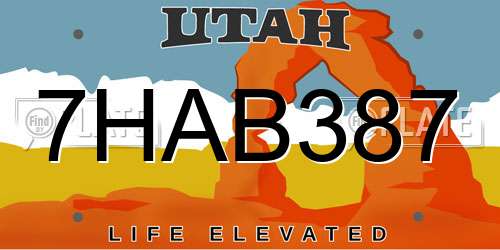 7HAB387 Utah License Plate