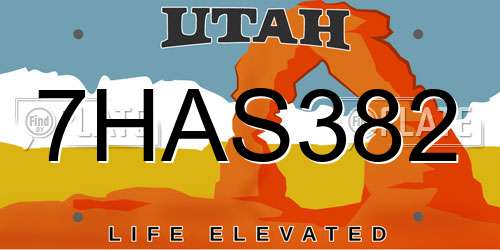 7HAS382 Utah License Plate