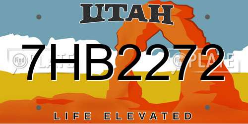 7HB2272 Utah License Plate