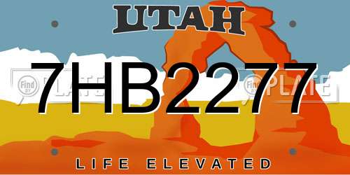 7HB2277 Utah License Plate
