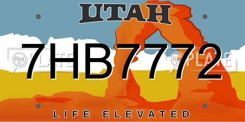 7HB7772 Utah License Plate