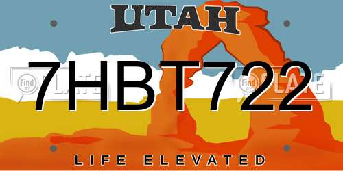 7HBT722 Utah License Plate