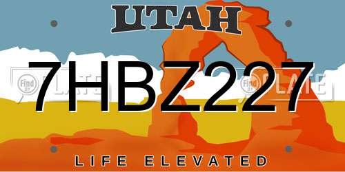 7HBZ227 Utah License Plate