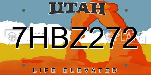7HBZ272 Utah License Plate