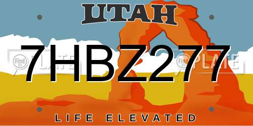 7HBZ277 Utah License Plate