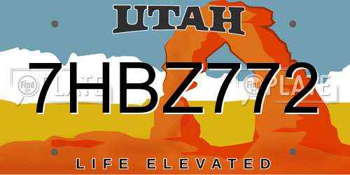 7HBZ772 Utah License Plate
