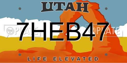 7HEB47 Utah License Plate